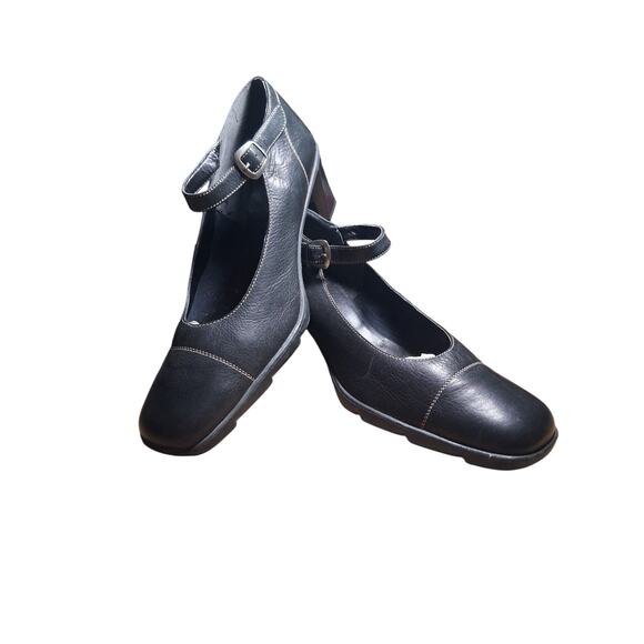 AEROSOLES Chunky Heel Mary Jane Womens size 10B Blk Leather 3" Pumps Whimsigoth - Picture 11 of 15